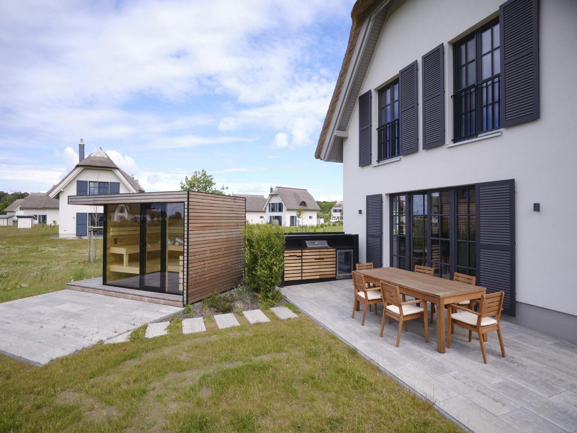 Reetland Am Meer - Luxusplus Reetdachvilla Mit 4 Schlafzimmern, Aussensauna, Loungebereich Und Kamin G07 درانسكي المظهر الخارجي الصورة